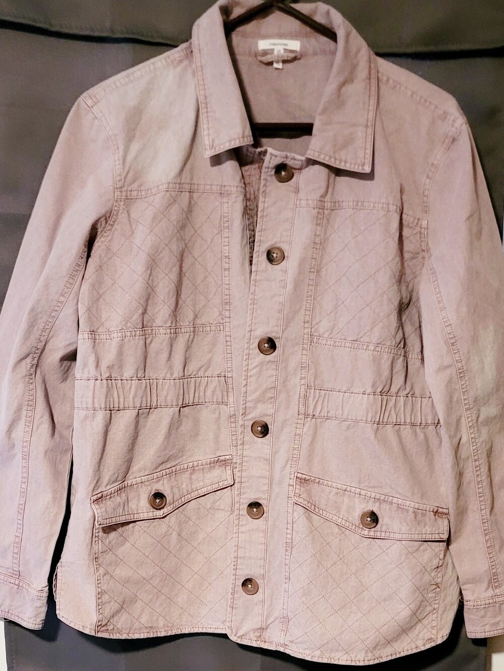 Maurices Womens XL Pink Quilted Jacket Utility Button Up Cargo Work